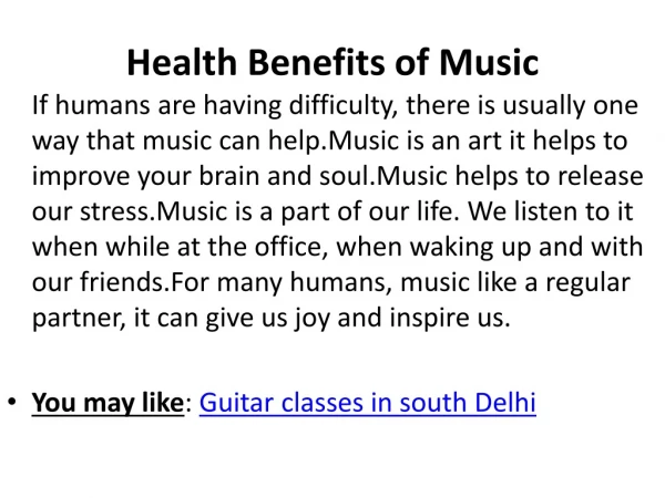 Health Benefits of Music PPT