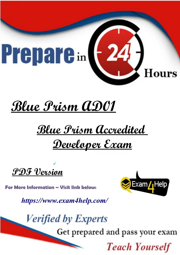 Blue Prism AD01 Dumps - AD01 Exam Questions Answers - Exam4Help