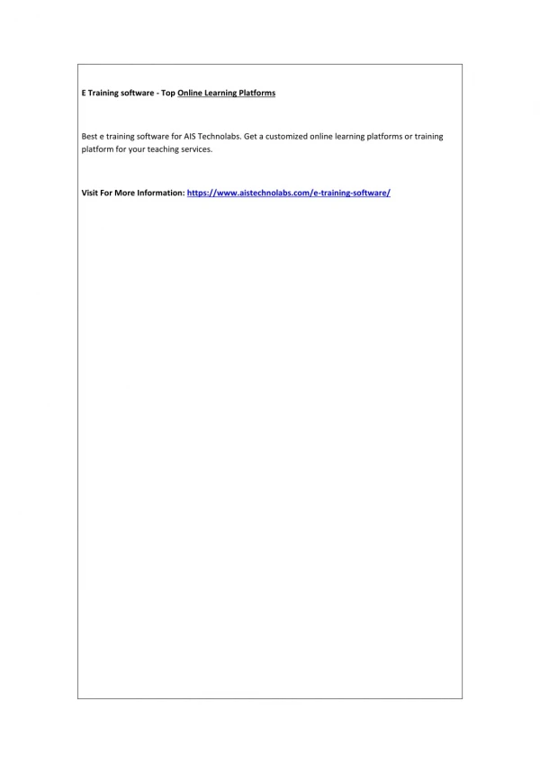 E Training software - Top Online Learning Platforms