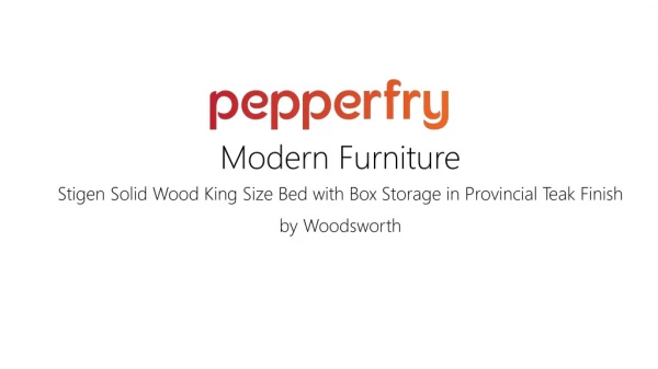 Stigen Solid Wood King Size Bed with Box Storage in Provincial Teak Finish by Woodsworth