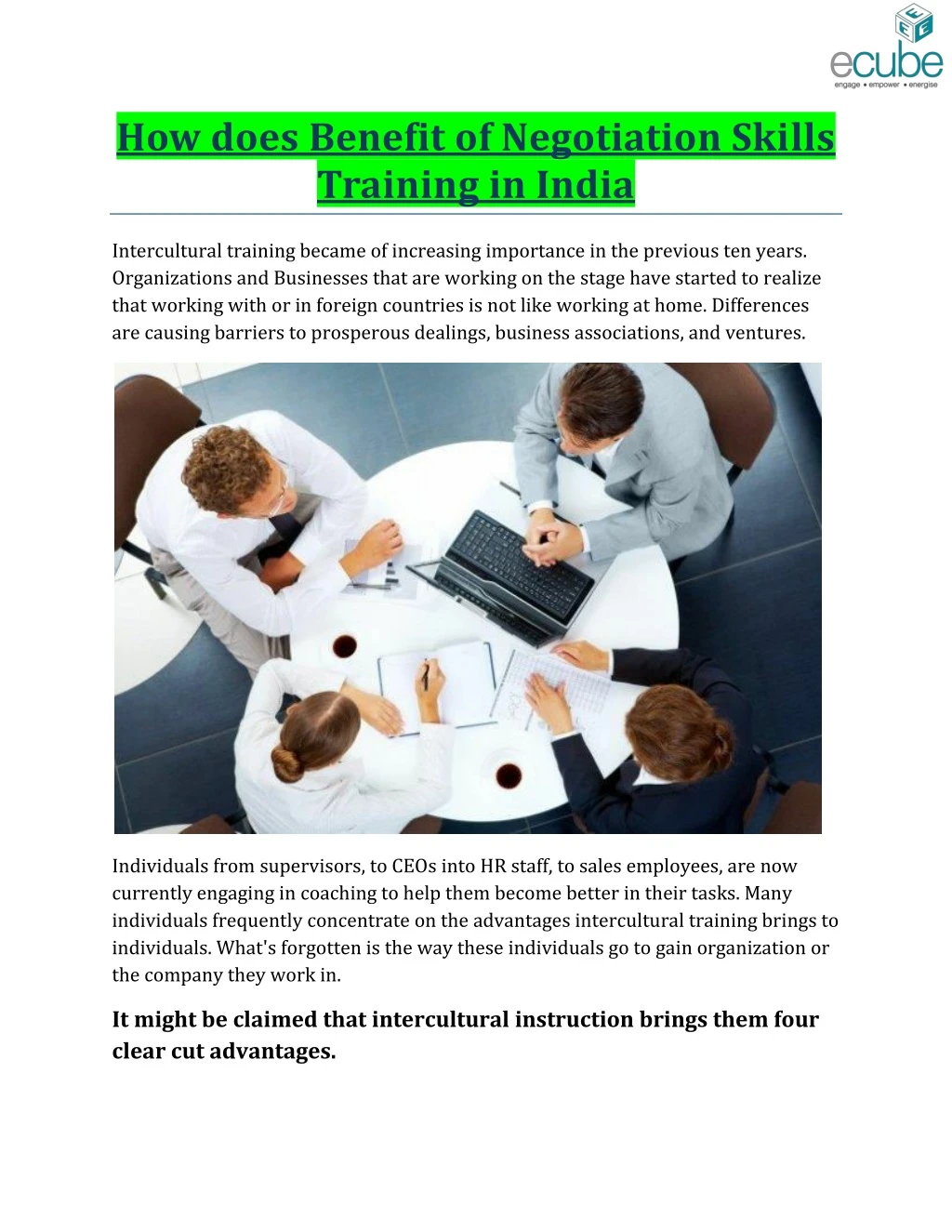 how does benefit of negotiation skills training