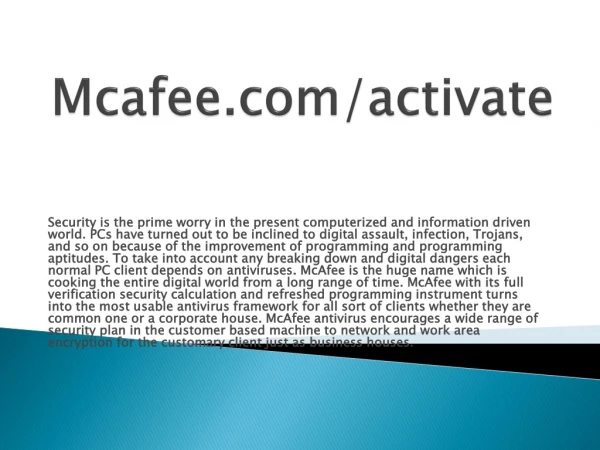 McAfee.com/Activate - Activate & Install Mcafee Antivirus