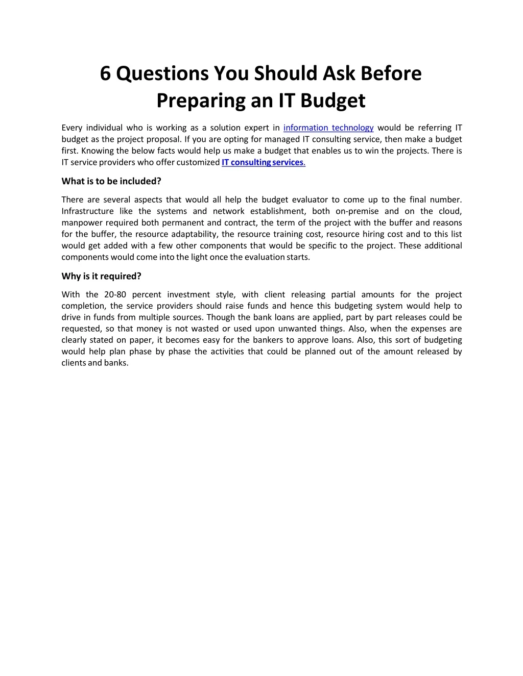 6 questions you should ask before preparing an it budget