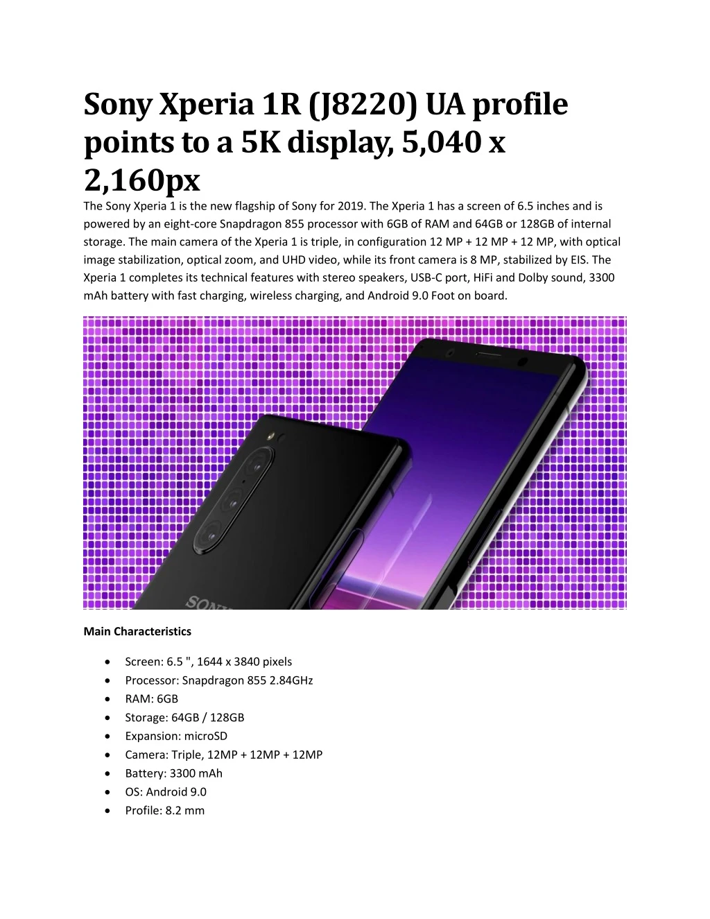 sony xperia 1r j8220 ua profile points