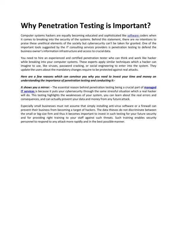 Why Penetration Testing is Important?