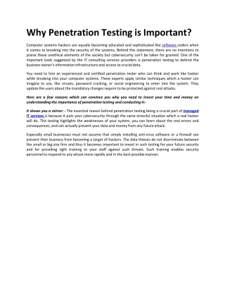 Why Penetration Testing is Important? - slide 1