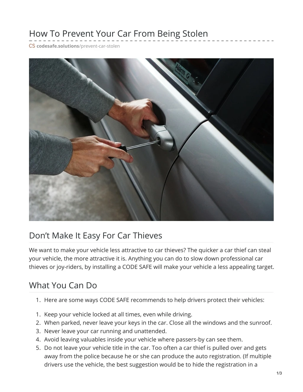 how to prevent your car from being stolen