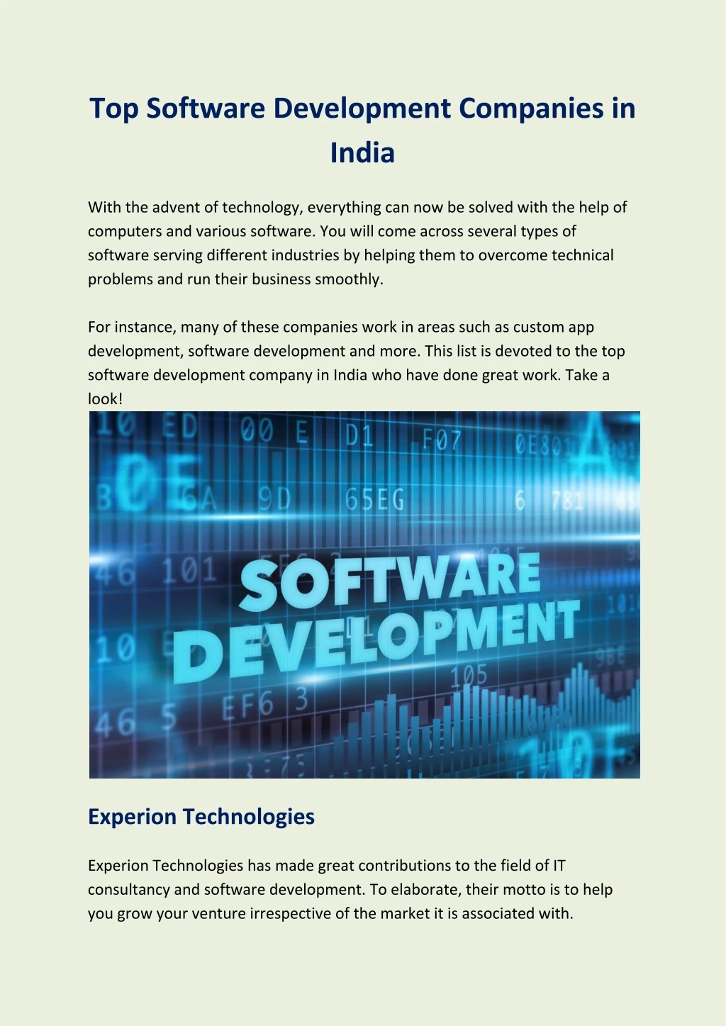 top software development companies in india with