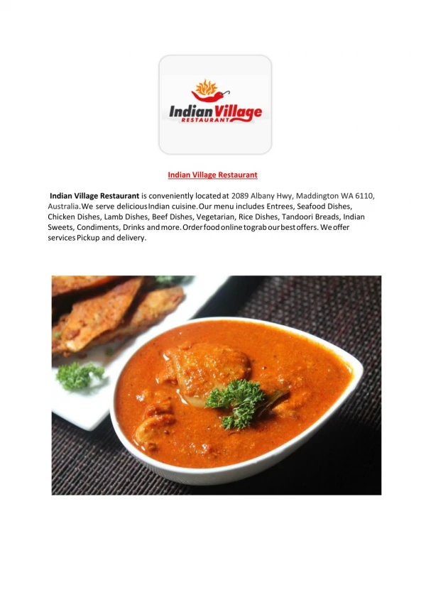 15% Off - Indianvillage -Maddington - Order Food Online