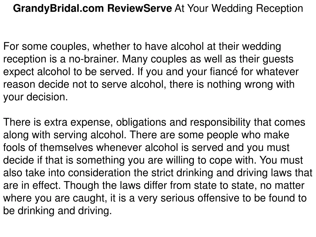 grandybridal com reviewserve at your wedding