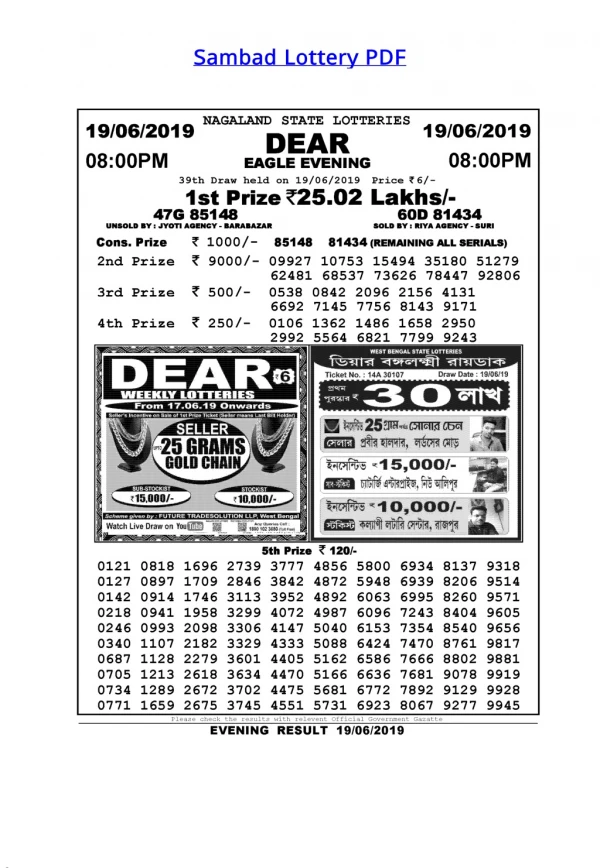 Lottery Sambad Today Result 4PM