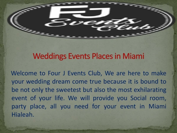 Weddings Events Places in Miami