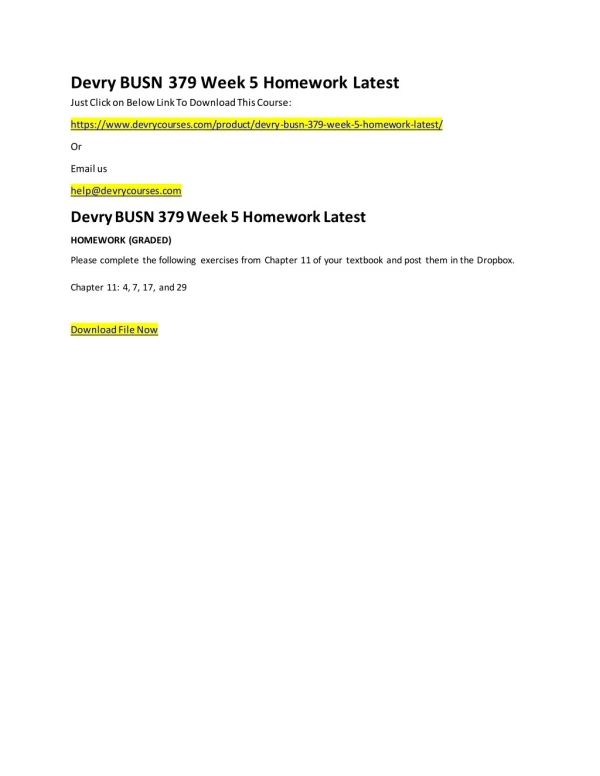 Devry BUSN 379 Week 5 Homework Latest