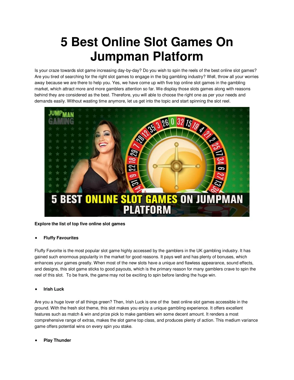 5 best online slot games on jumpman platform