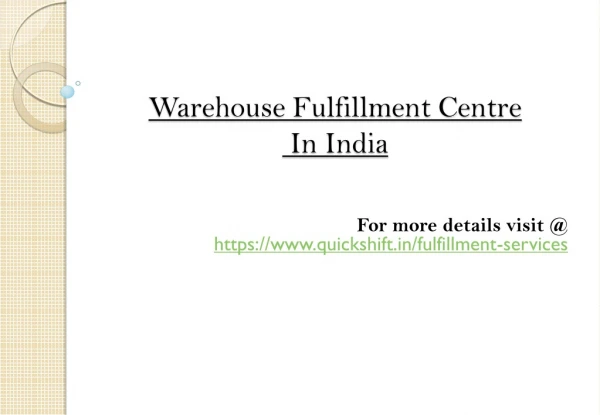 Ecommerce fulillment Center in India