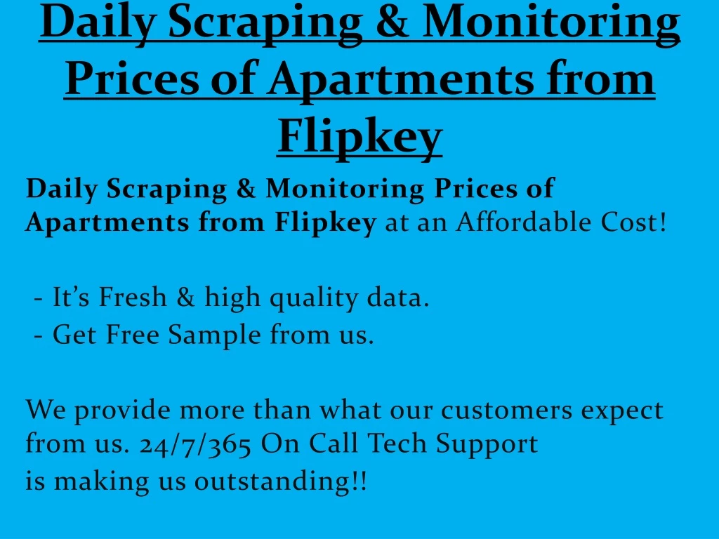 daily scraping monitoring prices of apartments from flipkey