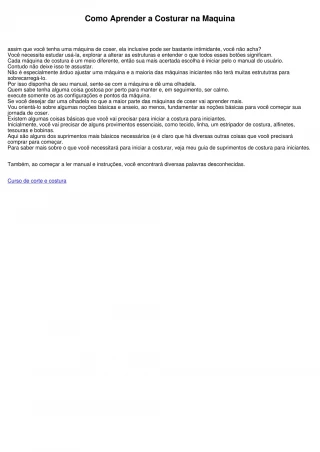 Como Aprender a Costurar na Maquina - slide 1