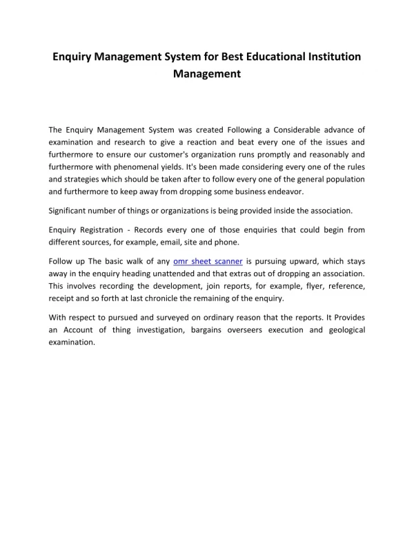 Enquiry Management System for Best Educational Institution Management