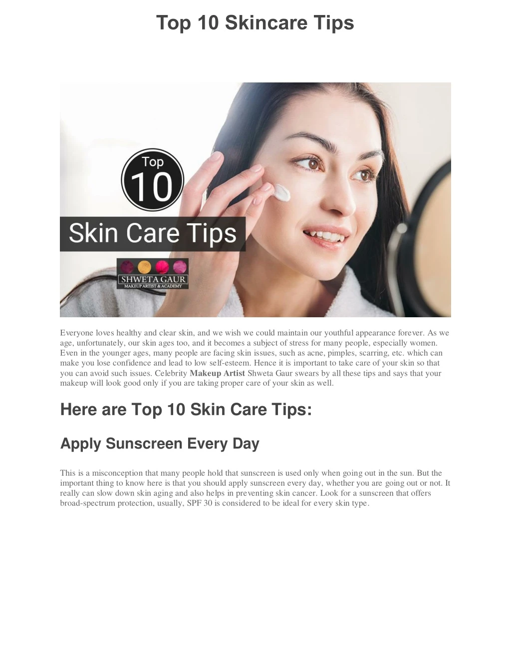 top 10 skincare tips