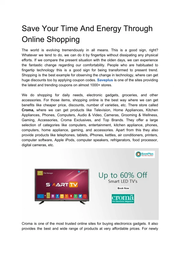 Save Your Time And Energy Through Online Shopping