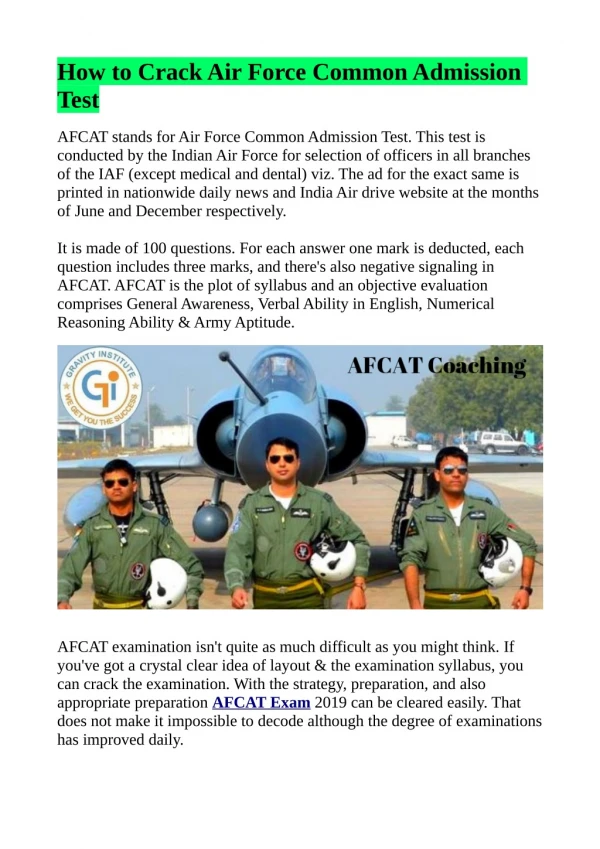 How to Crack Air Force Common Admission Test