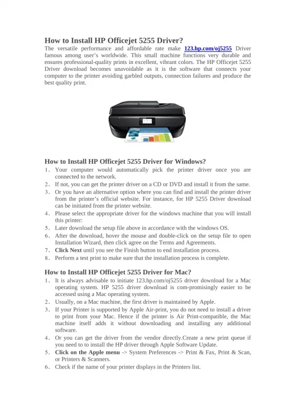 How to Install HP Officejet 5255 Driver?