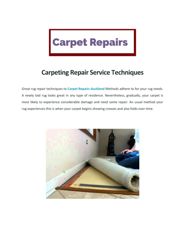 Carpet Repairs Auckland - Fix Carpets Repairing Services