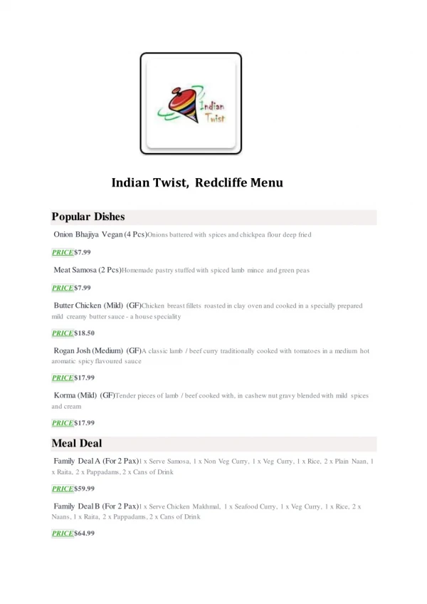 25% Off -Indian Twist - Order Food Online