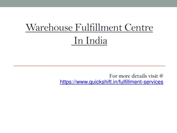 Ecommerce fulfillment service in India