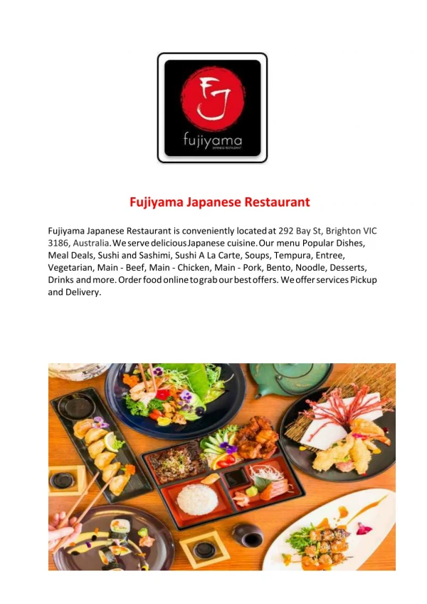 15% Off - Fujiyama Japanese Restaurant-Brighton - Order Food Online