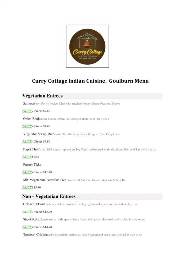 25% Off -Curry Cottage Indian Cuisine - Order Food Online