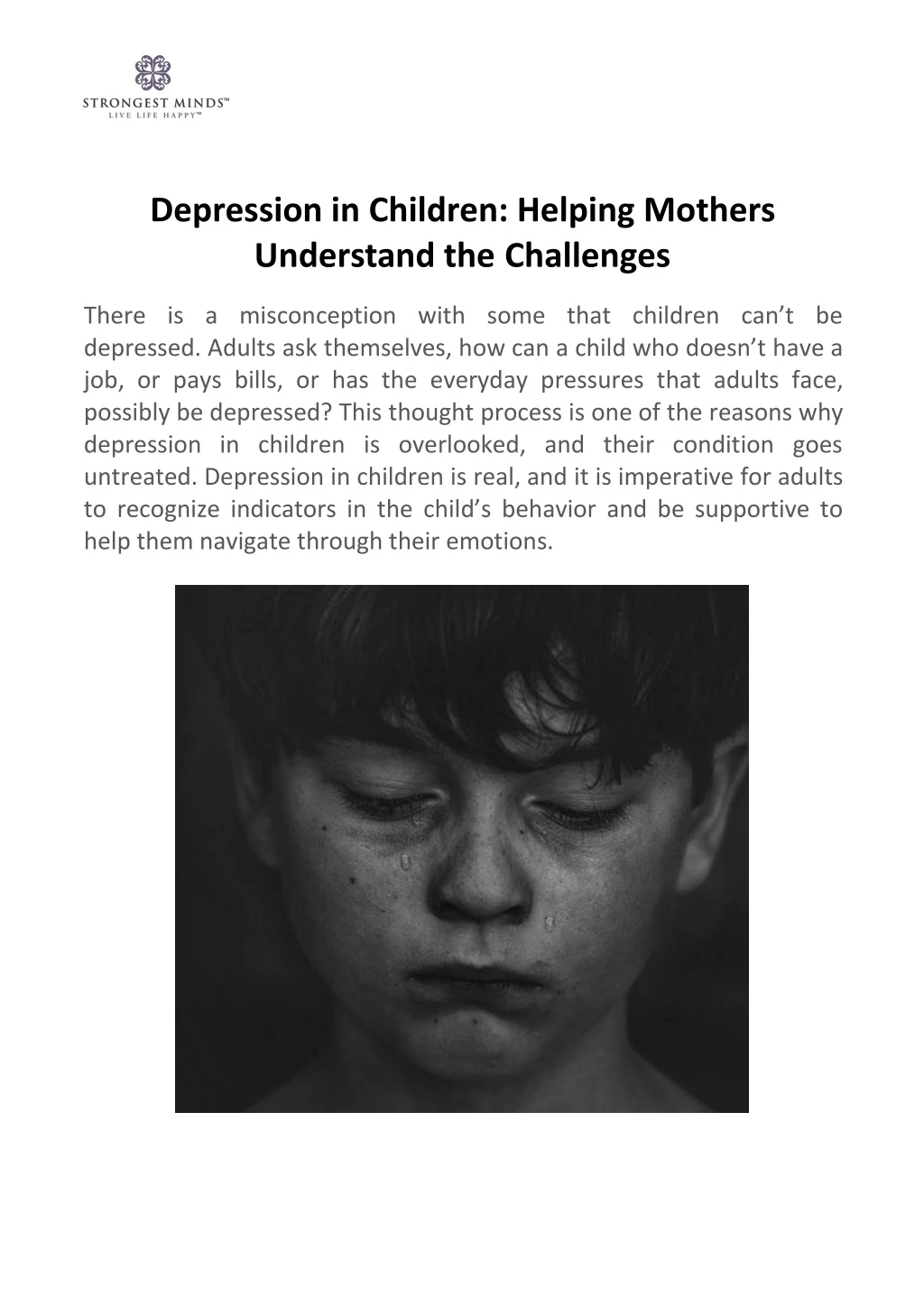 depression in children helping mothers understand