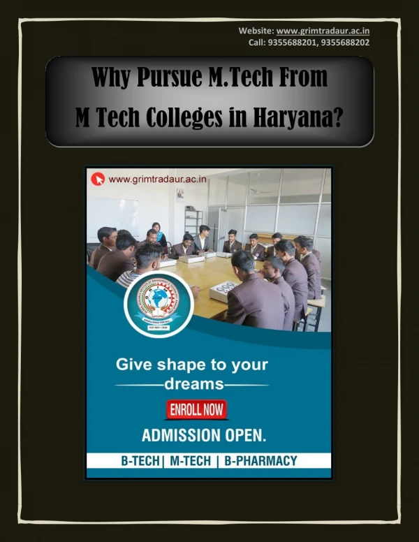 Why Pursue M.Tech From M Tech Colleges in Haryana?