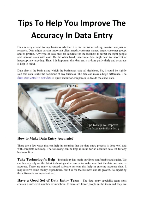 Tips To Help You Improve The Accuracy In Data Entry