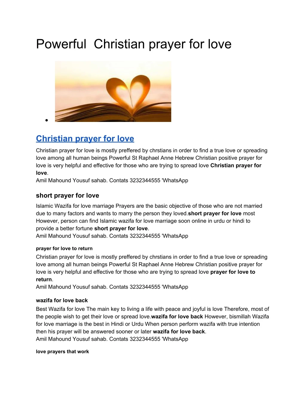 powerful christian prayer for love