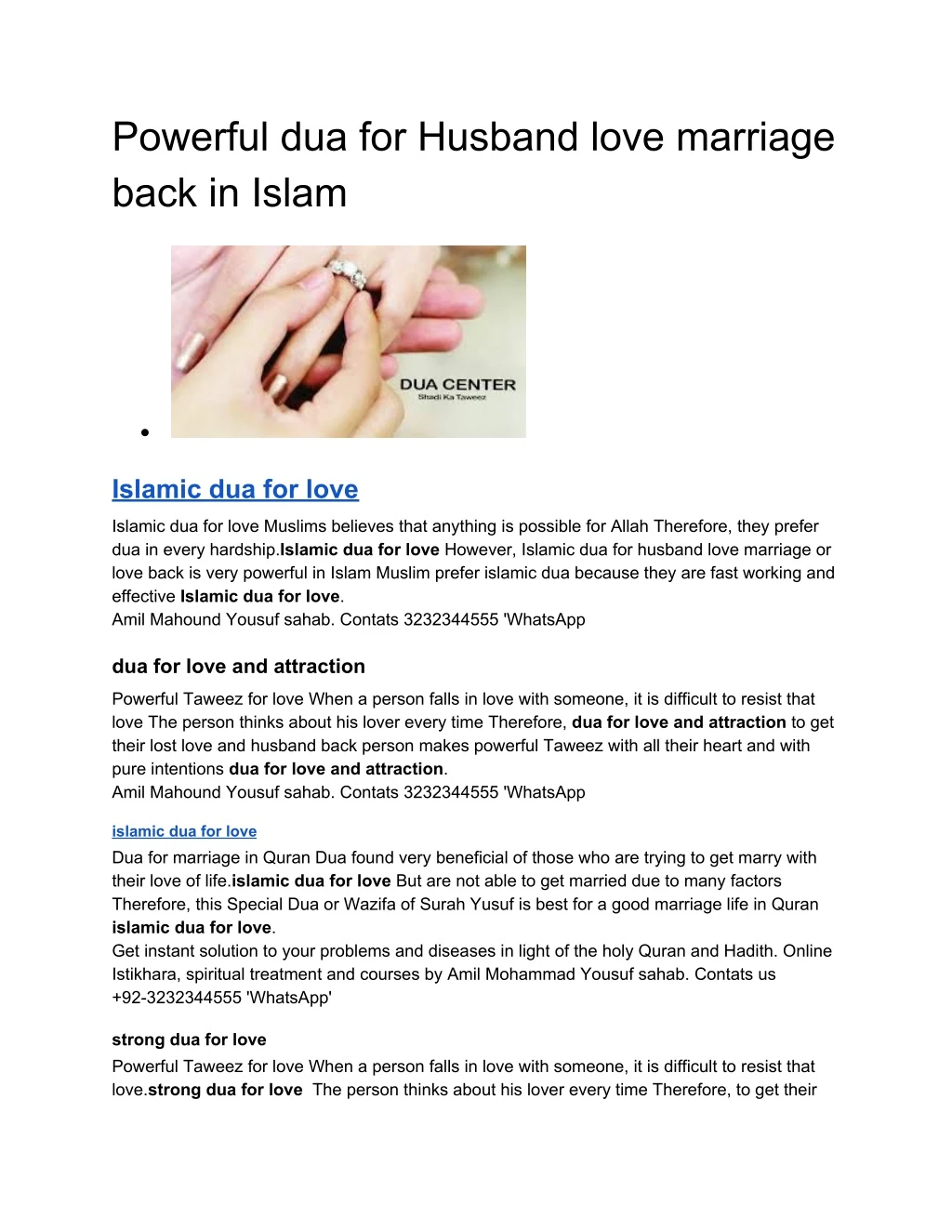 powerful dua for husband love marriage back