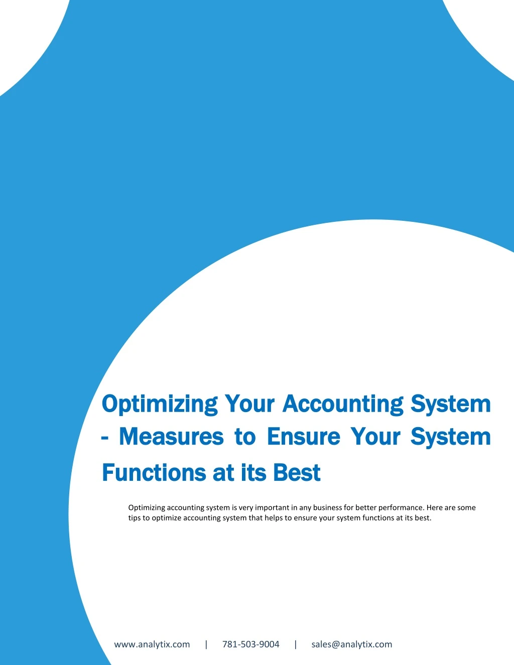 optimizing your optimizing your accounting system