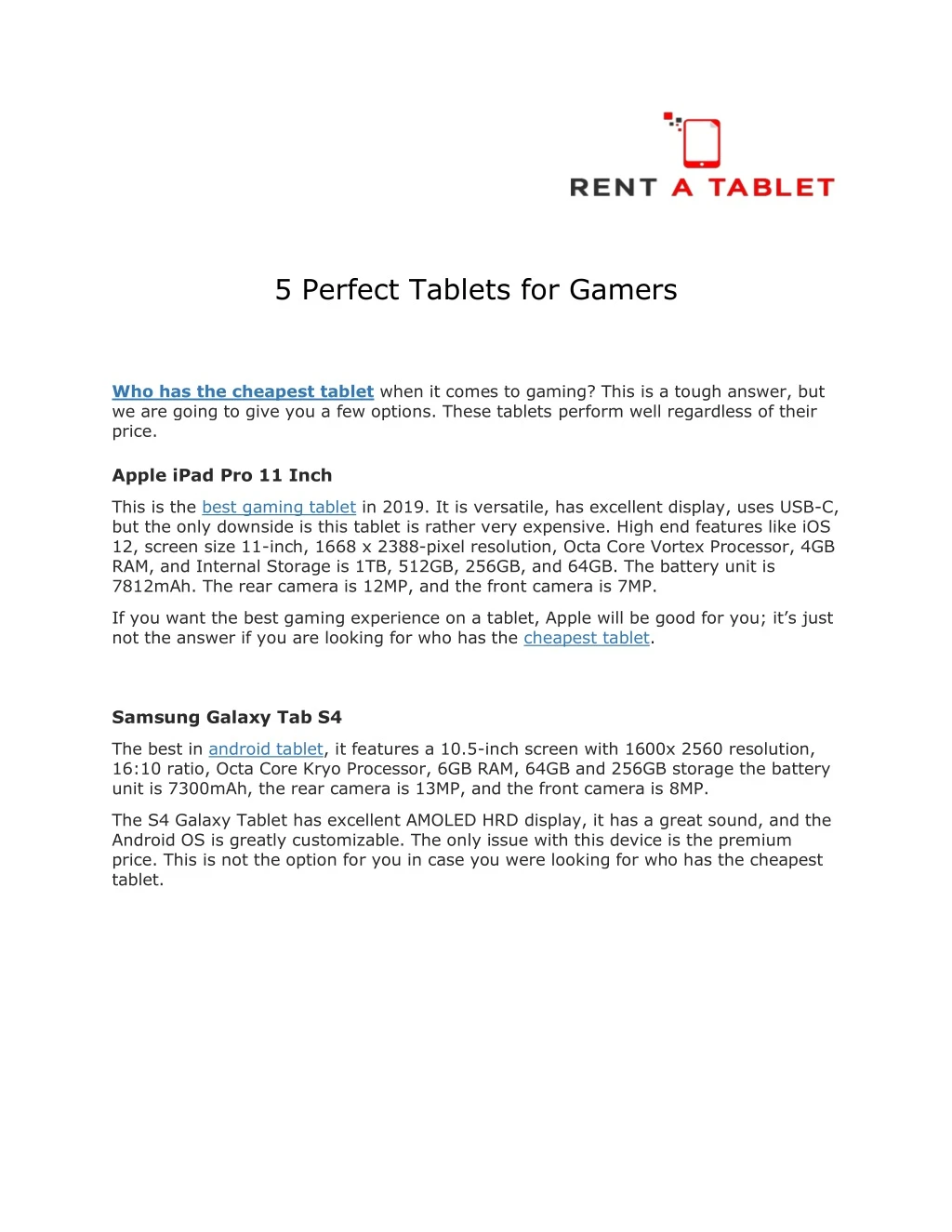 5 perfect tablets for gamers