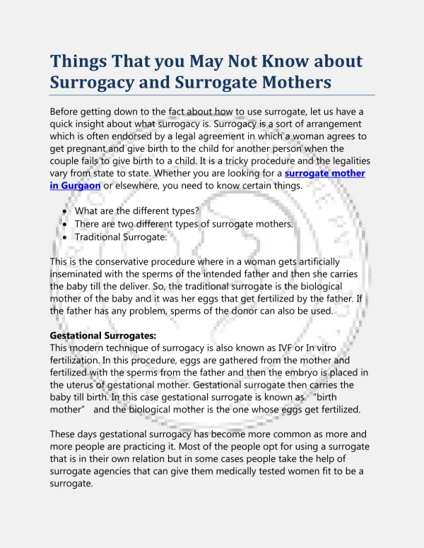 Things That you May Not Know about Surrogacy and Surrogate Mothers