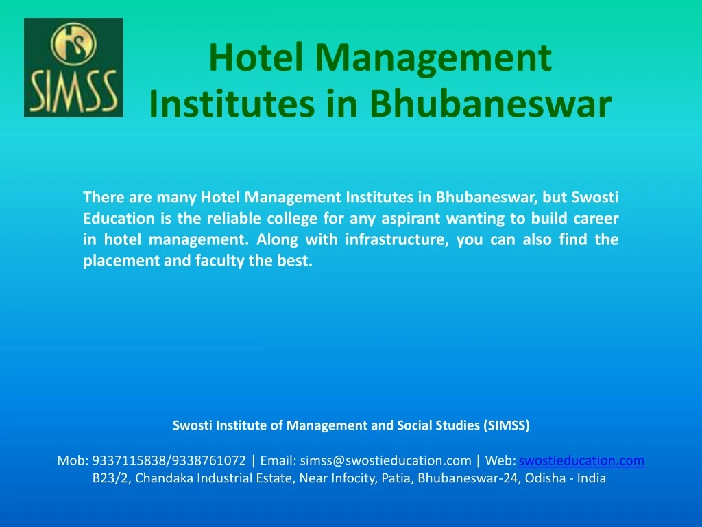 hotel management institutes in bhubaneswar