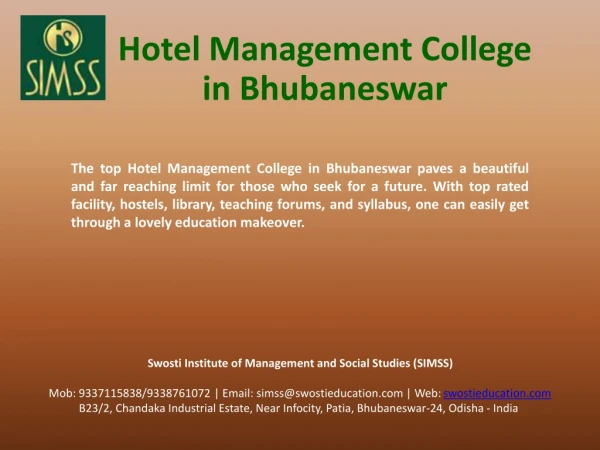 Hotel Management College in Bhubaneswar