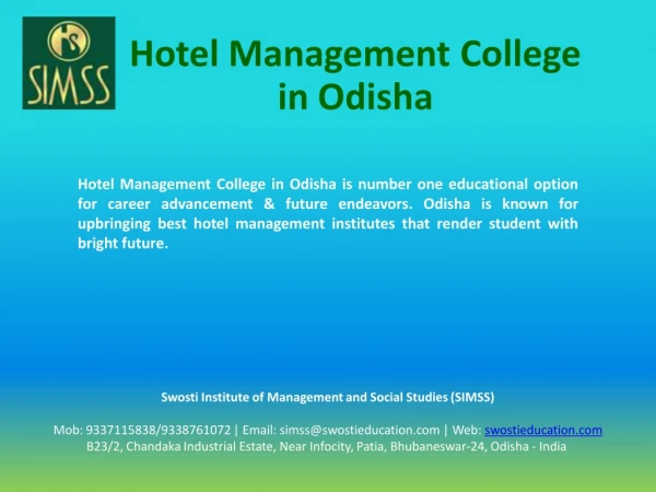 Hotel Management study in Bhubaneswar