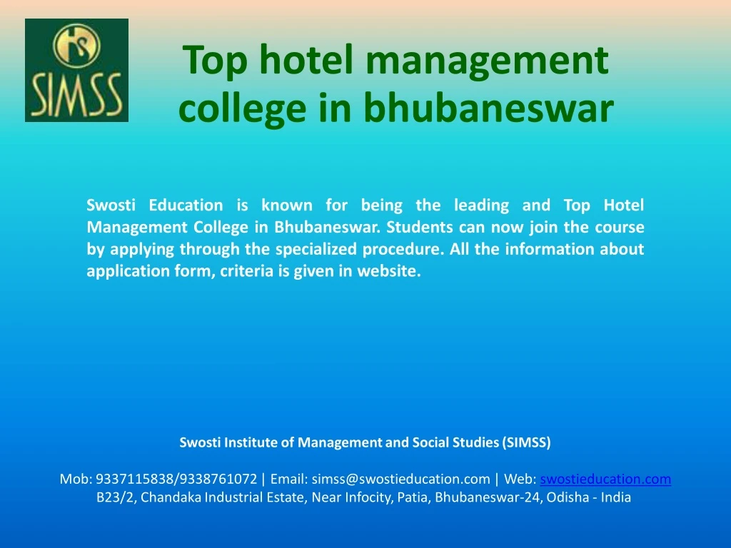 top hotel management college in bhubaneswar