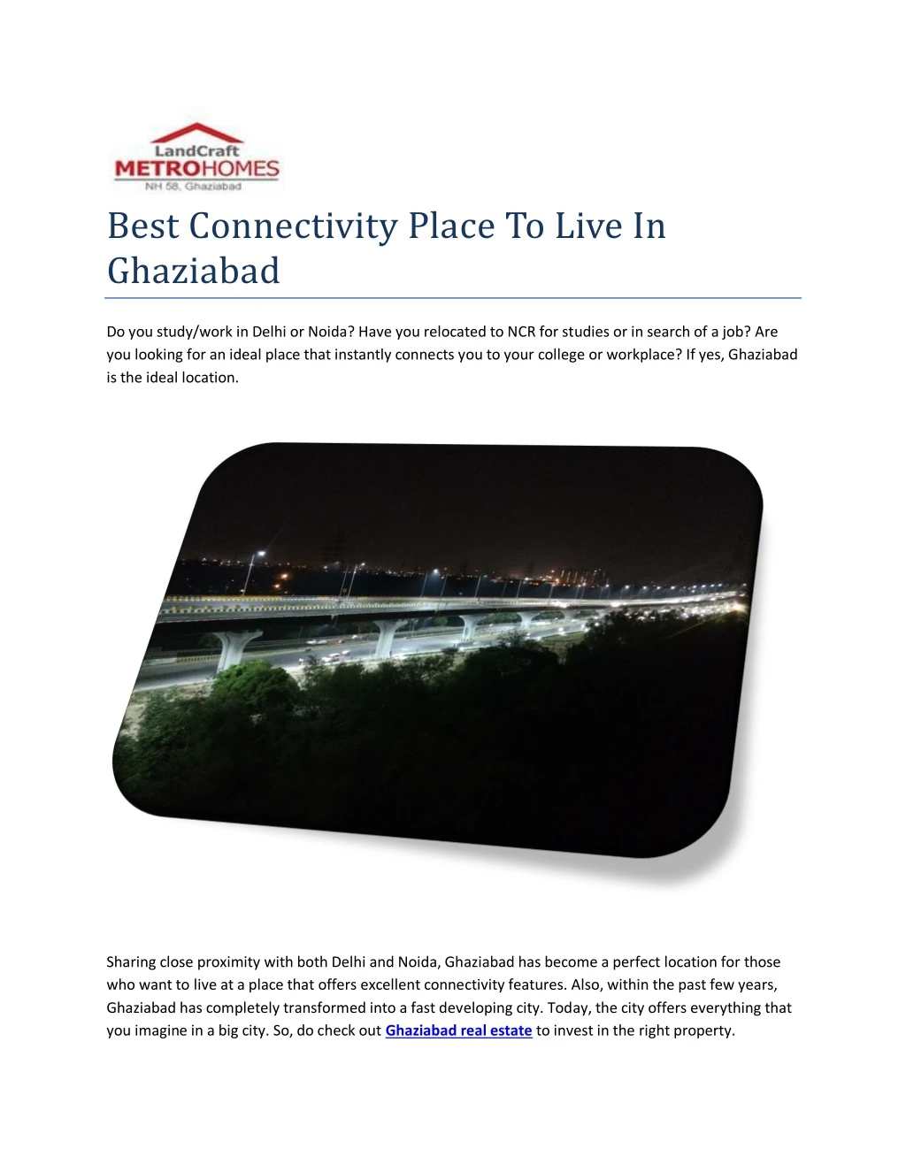 best connectivity place to live in ghaziabad