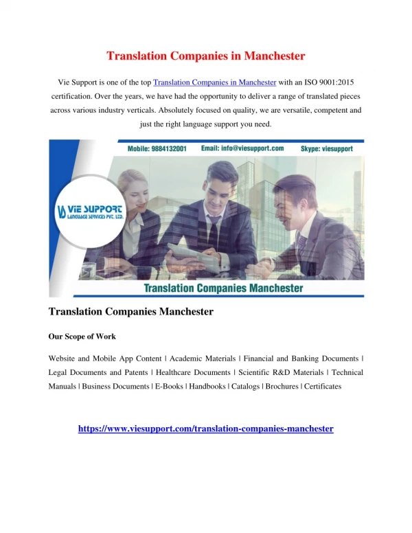 Translation Companies Manchester