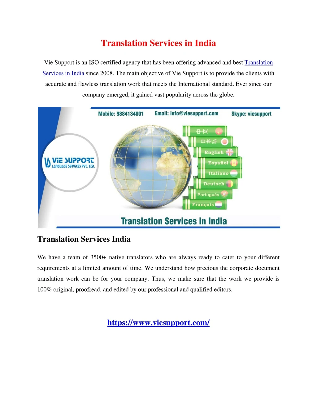 write an essay on translation services in india