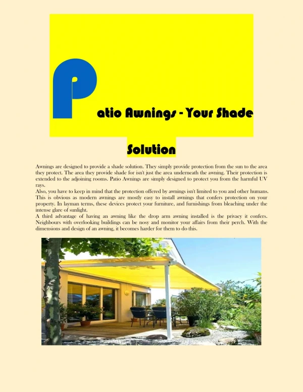Patio Awnings - Your Shade Solution