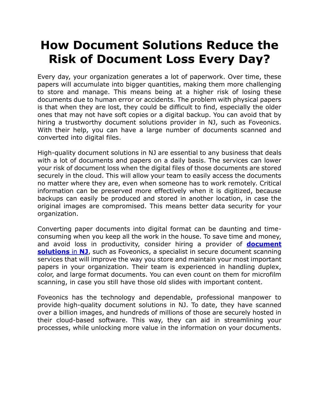 how document solutions reduce the risk