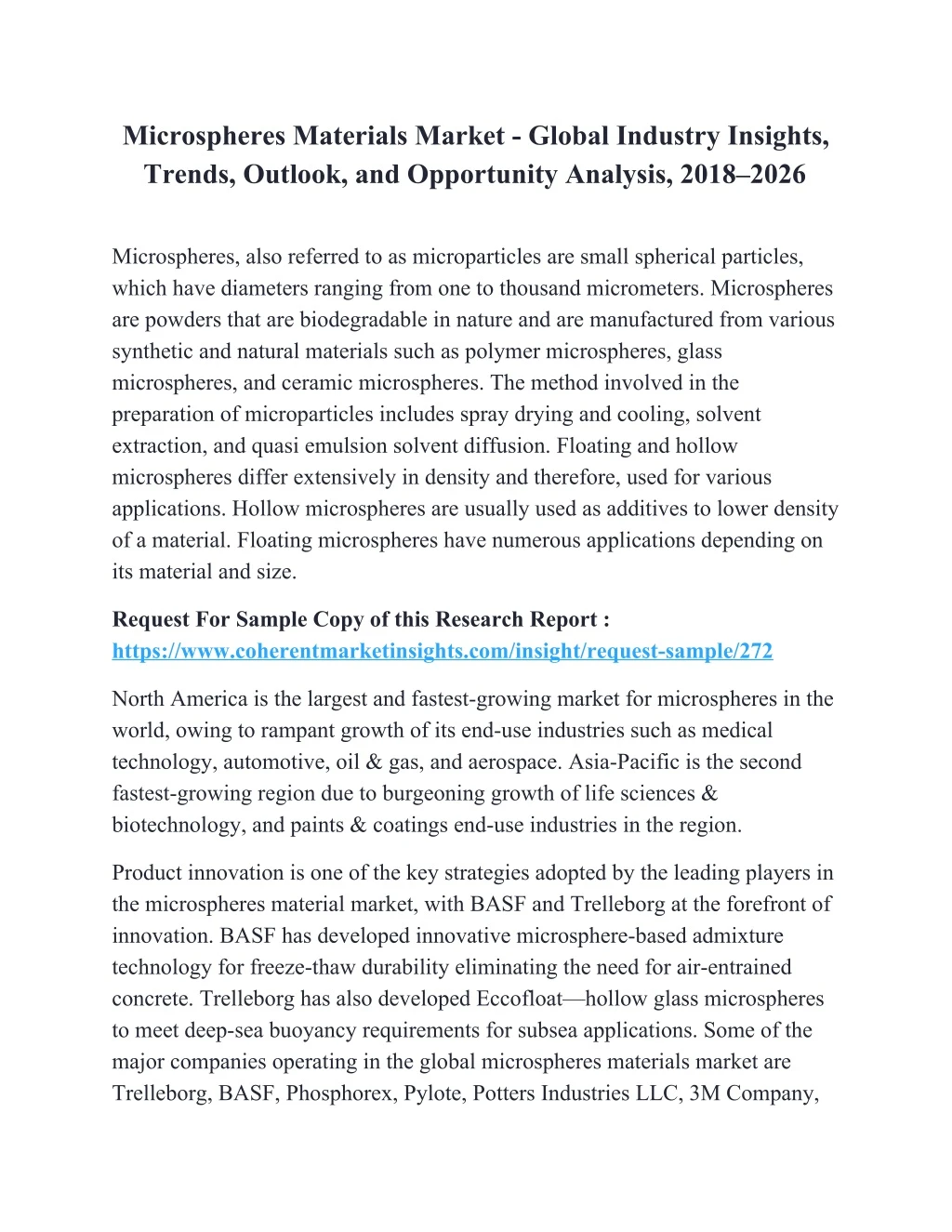 microspheres materials market global industry