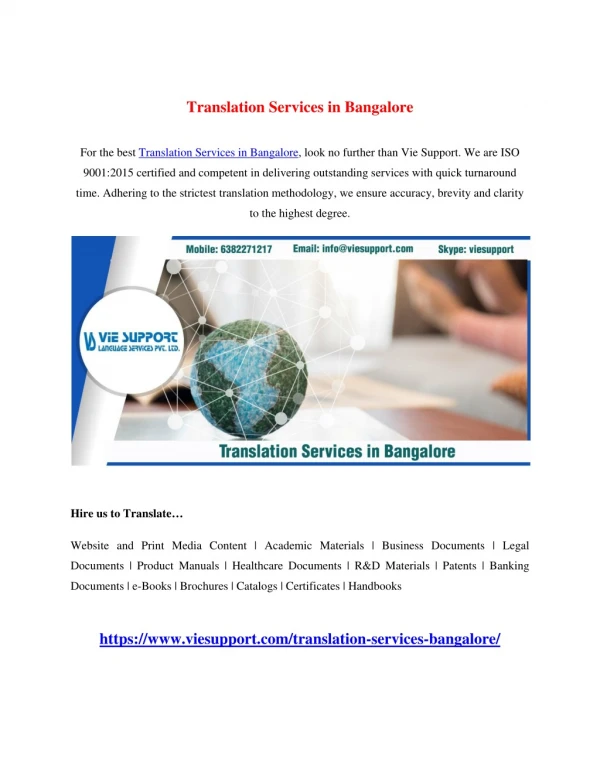 Translation Services in Bangalore